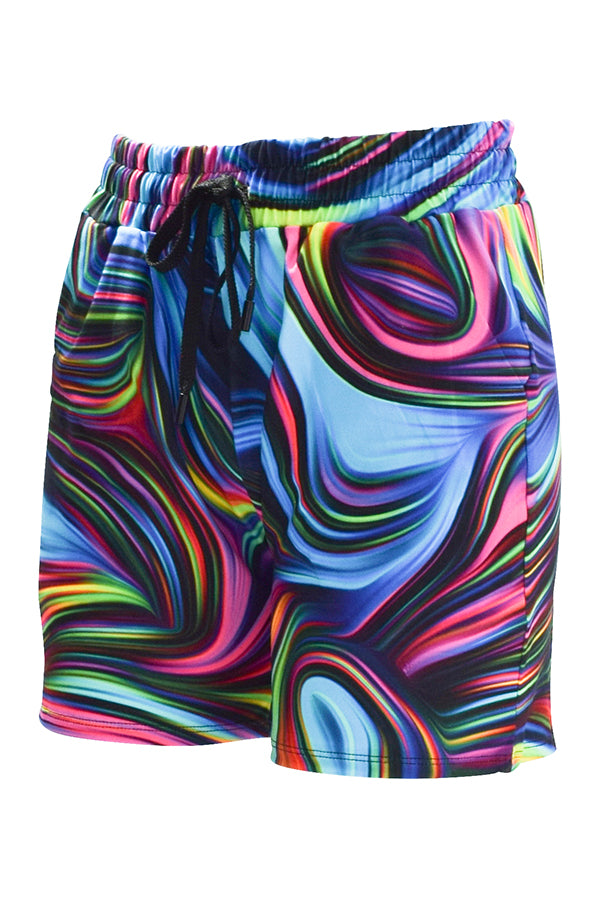 Neon Swirl Jogger Shorts-Jogger Shorts
