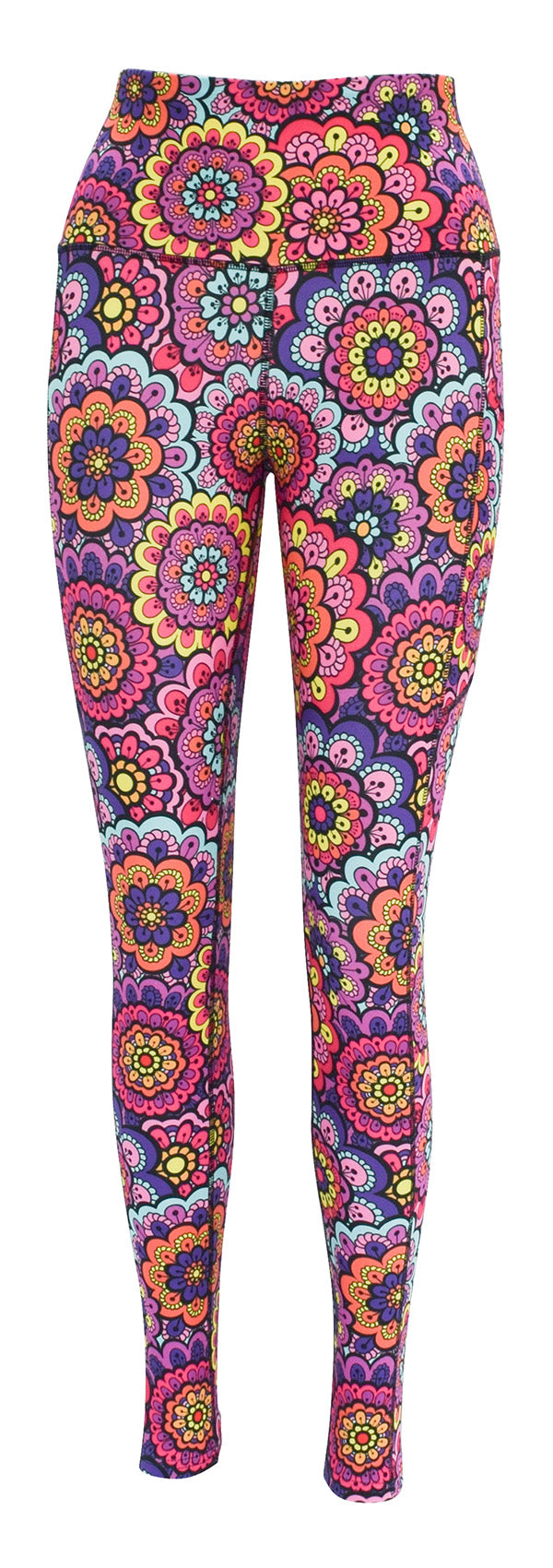 Retro Flowers + Pockets-Adult Pocket Leggings
