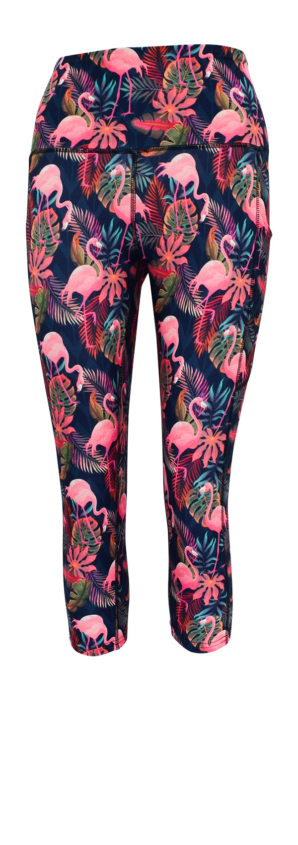 Tropical Flamingo + Pockets-Adult Pocket Leggings
