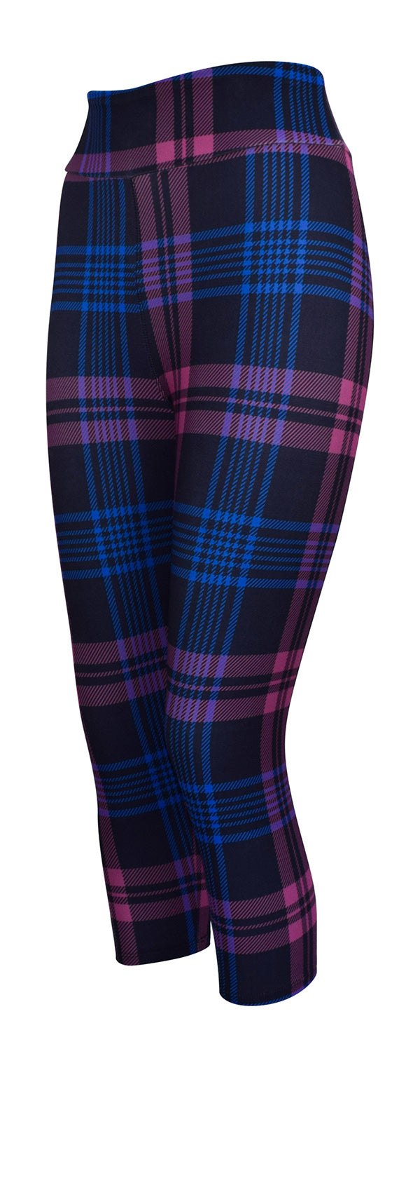 Royal Blue Plaid Yoga Leggings, Tartan Plaid Scottish Style Women's Tights-Made  in USA/EU/MX