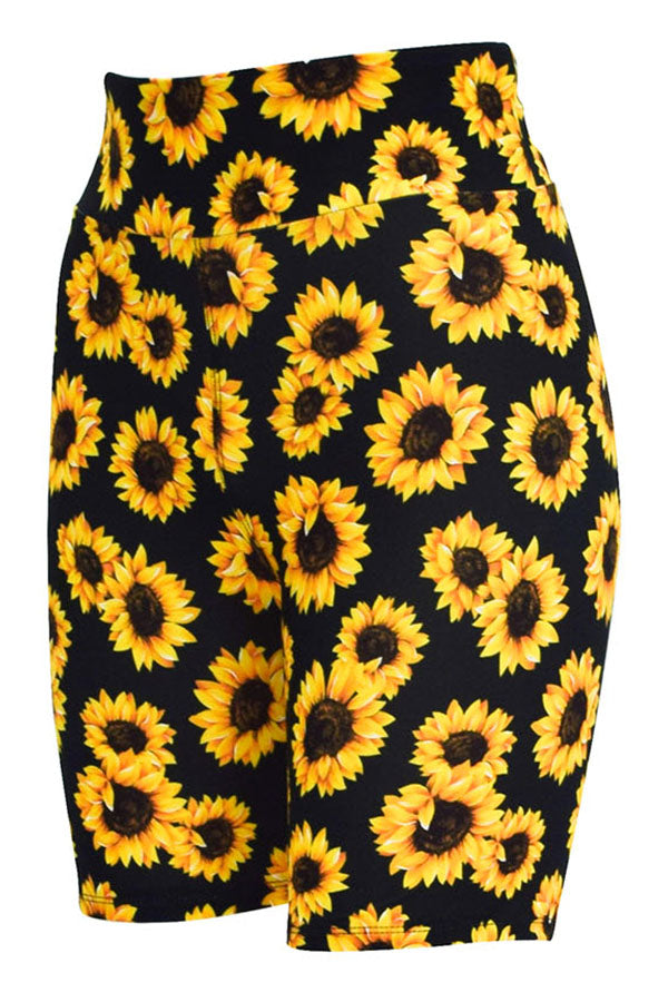 Sunflower Sunshine Shorts Yellow Floral Print Soft Feel