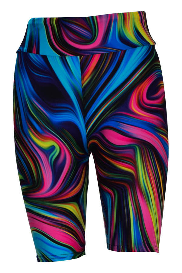 Neon Swirl Shorts-Shorts