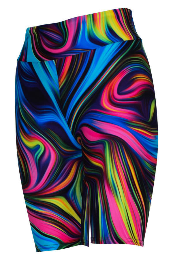 Neon Swirl Shorts-Shorts