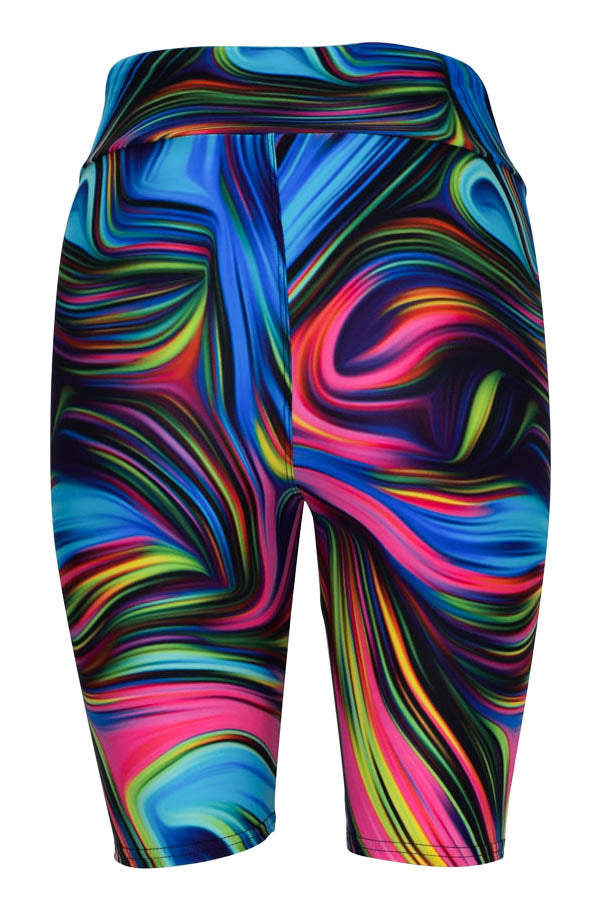 Neon Swirl Shorts-Shorts